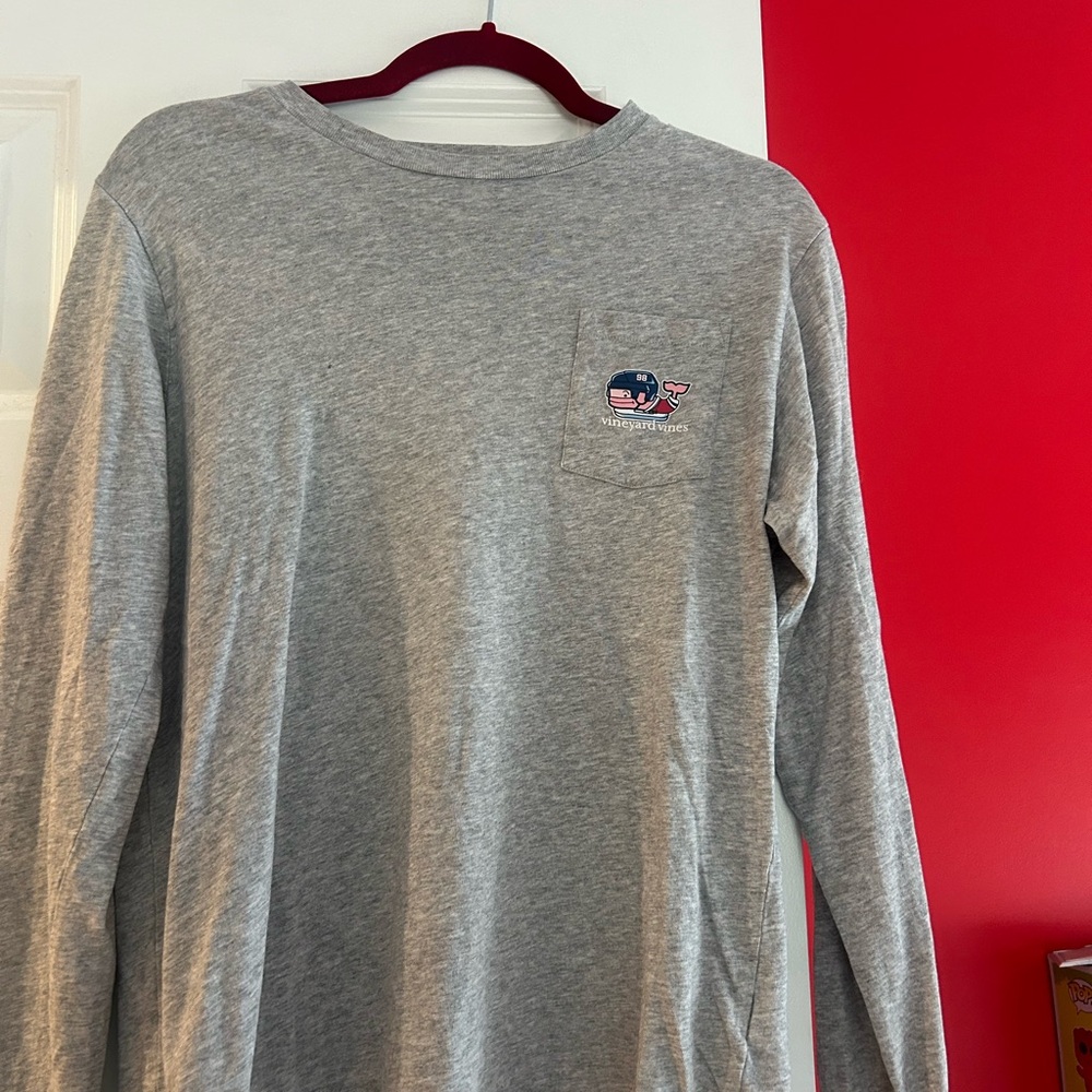 Vineyard Vines Heather Gray Long Sleeve Hockey Tee